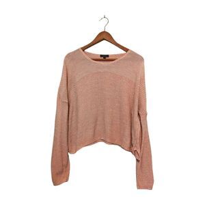 Vintage 80s Pink Cropped Slouchy Sweater Deb S Open Weave Lightweight USA